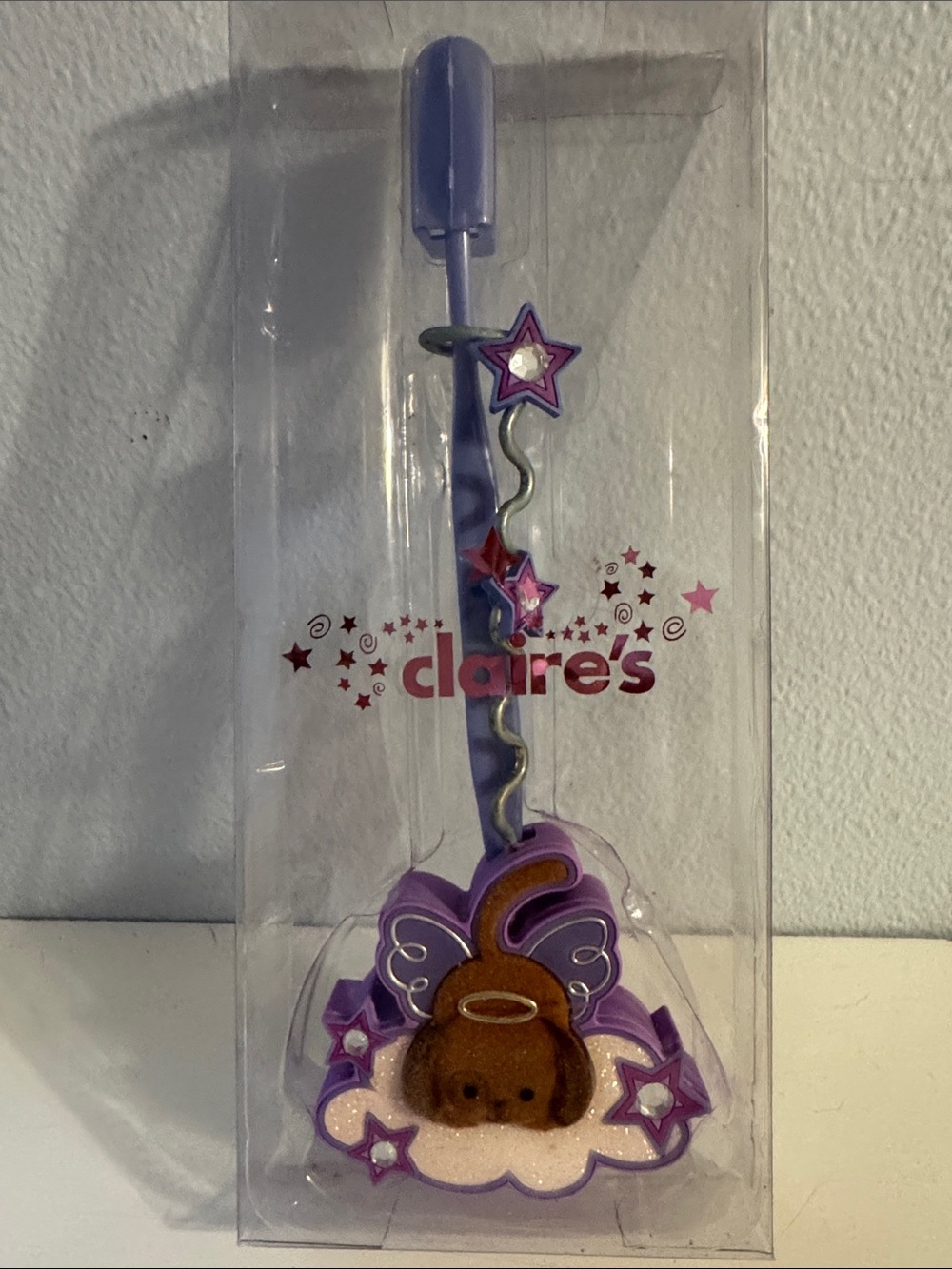 NEW Claire's Angel Dog Countertop Toothbrush Holder Manual Toothbrush Cover